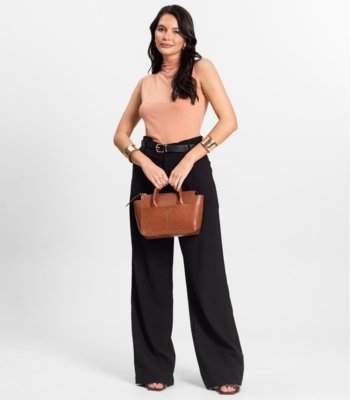 Blusa em Ribana Canelada Rovitex Marrom