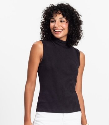 Blusa em Ribana Canelada Rovitex Preto