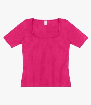 Blusa em Ribana Canelada Rovitex Rosa