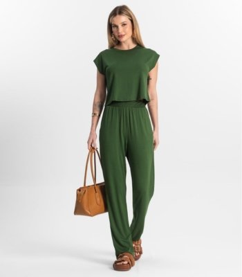 Calça Feminina Em Molecotton Básico Rovitex Verde