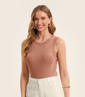 Regata Cropped Feminina Ribana Rovitex Marrom