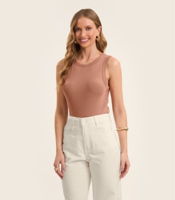 Regata Cropped Feminina Ribana Rovitex Marrom