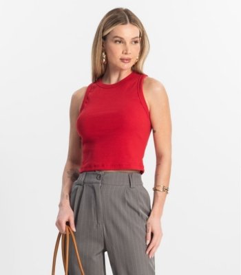 Regata Cropped Feminina Ribana Rovitex Vermelho