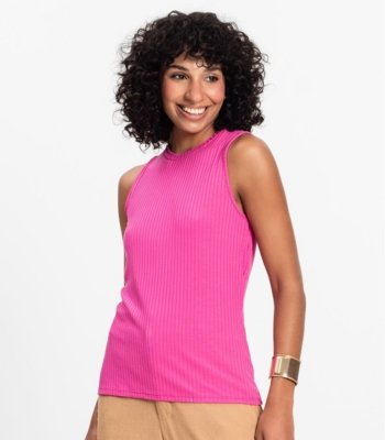 Regata Feminina Ribana Canelada Rovitex Rosa