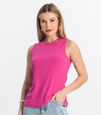 Regata Feminina Ribana Canelada Rovitex Rosa