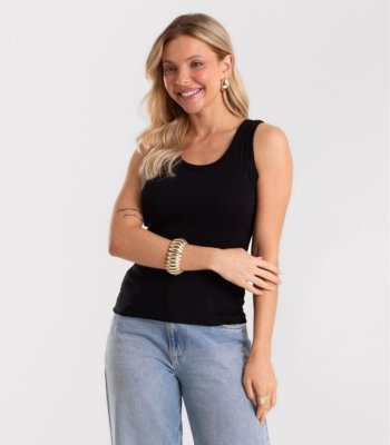 Regata em Ribana de Viscose Rovitex Preto