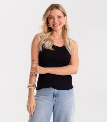 Regata em Ribana de Viscose Rovitex Preto
