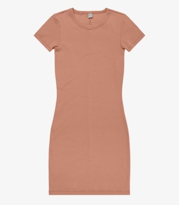 Vestido Acinturado Em Ribana Canelada Rovitex Marrom