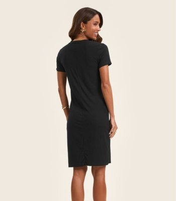 Vestido Acinturado Em Ribana Canelada Rovitex Preto