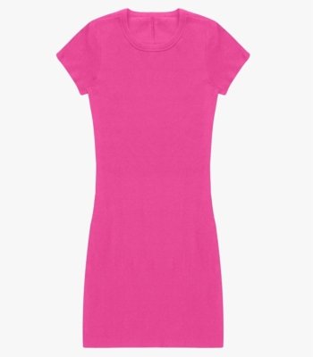 Vestido Acinturado Em Ribana Canelada Rovitex Rosa
