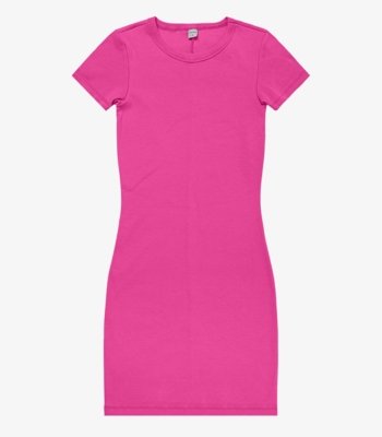 Vestido Acinturado Em Ribana Canelada Rovitex Rosa