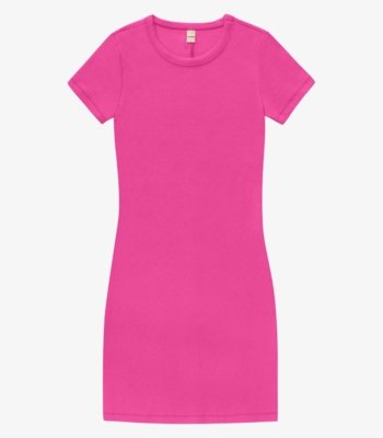 Vestido Acinturado Em Ribana Canelada Rovitex Rosa
