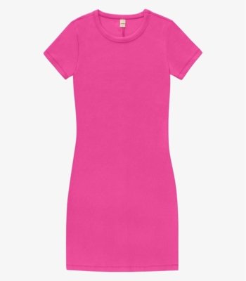 Vestido Acinturado Em Ribana Canelada Rovitex Rosa