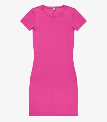 Vestido Acinturado Em Ribana Canelada Rovitex Rosa