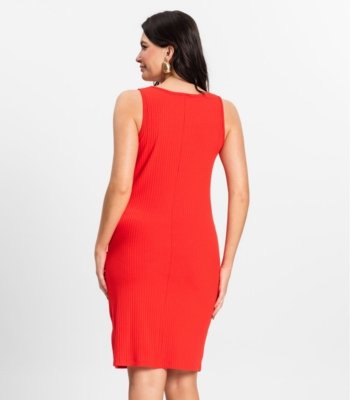 Vestido Curto Em Ribana Canelada Rovitex Laranja