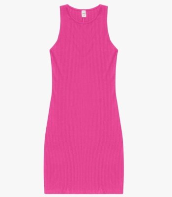 Vestido Curto Em Ribana Canelada Rovitex Rosa
