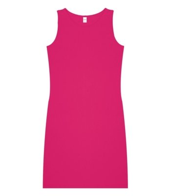 Vestido Curto Em Ribana Canelada Rovitex Rosa
