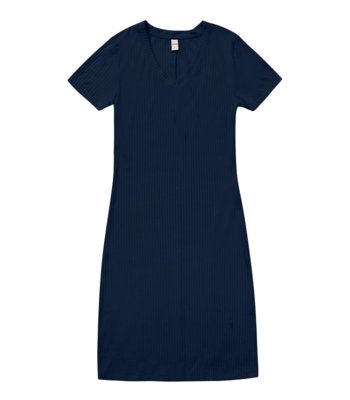 Vestido Feminino Em Ribana Canelada Rovitex Azul