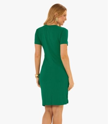 Vestido Feminino Em Ribana Canelada Rovitex Verde