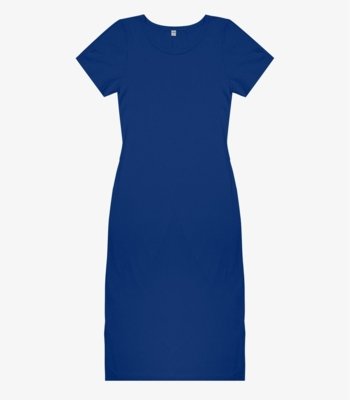 Vestido Midi Ribana Canelada Básico Rovitex Azul