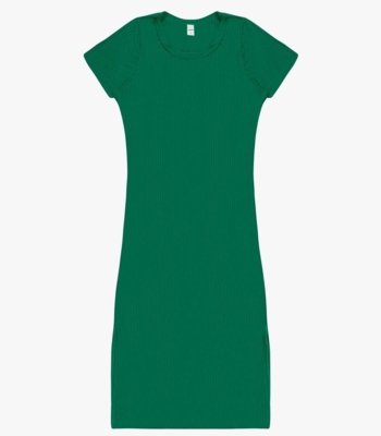 Vestido Midi Ribana Canelada Básico Rovitex Verde