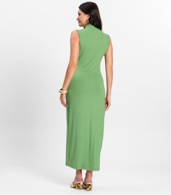 Vestido Midi Ribana Canelada Rovitex Verde