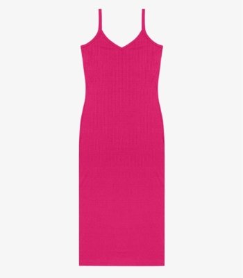 Vestido Midi em Ribana Canelada Rovitex Rosa