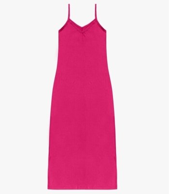 Vestido Midi em Ribana Canelada Rovitex Rosa