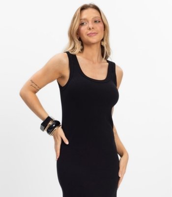 Vestido Midi em Ribana Rovitex Preto