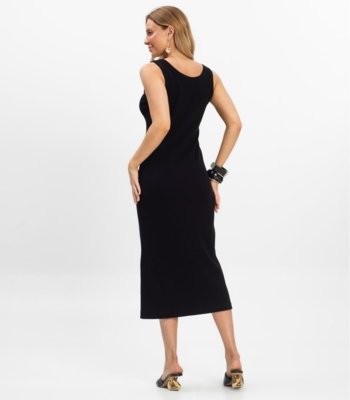 Vestido Midi em Ribana Rovitex Preto