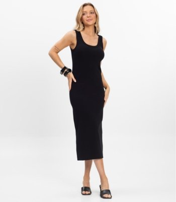 Vestido Midi em Ribana Rovitex Preto