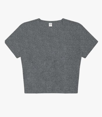 Blusa Cropped Ribana Básica Rovitex Cinza