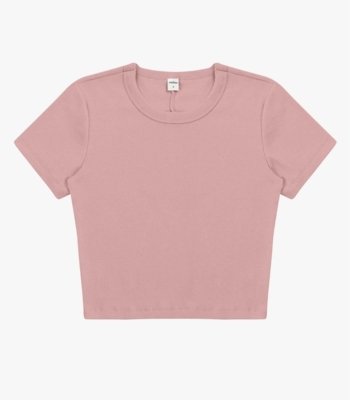 Blusa Cropped Ribana Básica Rovitex Rosa