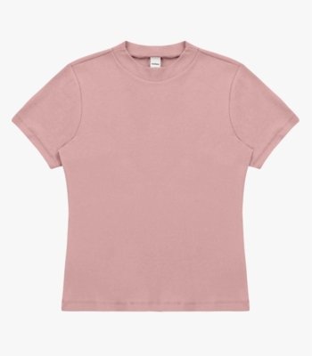 Blusa Feminina Básica Em Ribana Com Gola Rovitex Rosa
