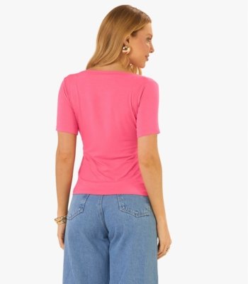 Blusa Feminina Decote Canoa Básica Ribana Rovitex Rosa