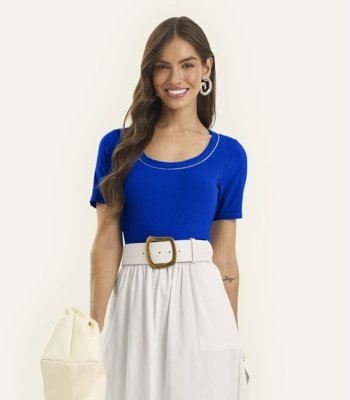 Blusa Feminina Ribana de Viscose Rovitex Azul