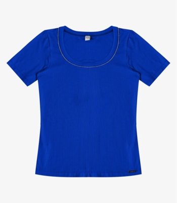Blusa Feminina Ribana de Viscose Rovitex Azul
