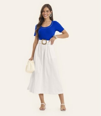 Blusa Feminina Ribana de Viscose Rovitex Azul