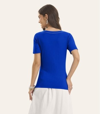 Blusa Feminina Ribana de Viscose Rovitex Azul