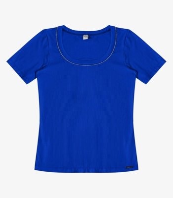 Blusa Feminina Ribana de Viscose Rovitex Azul