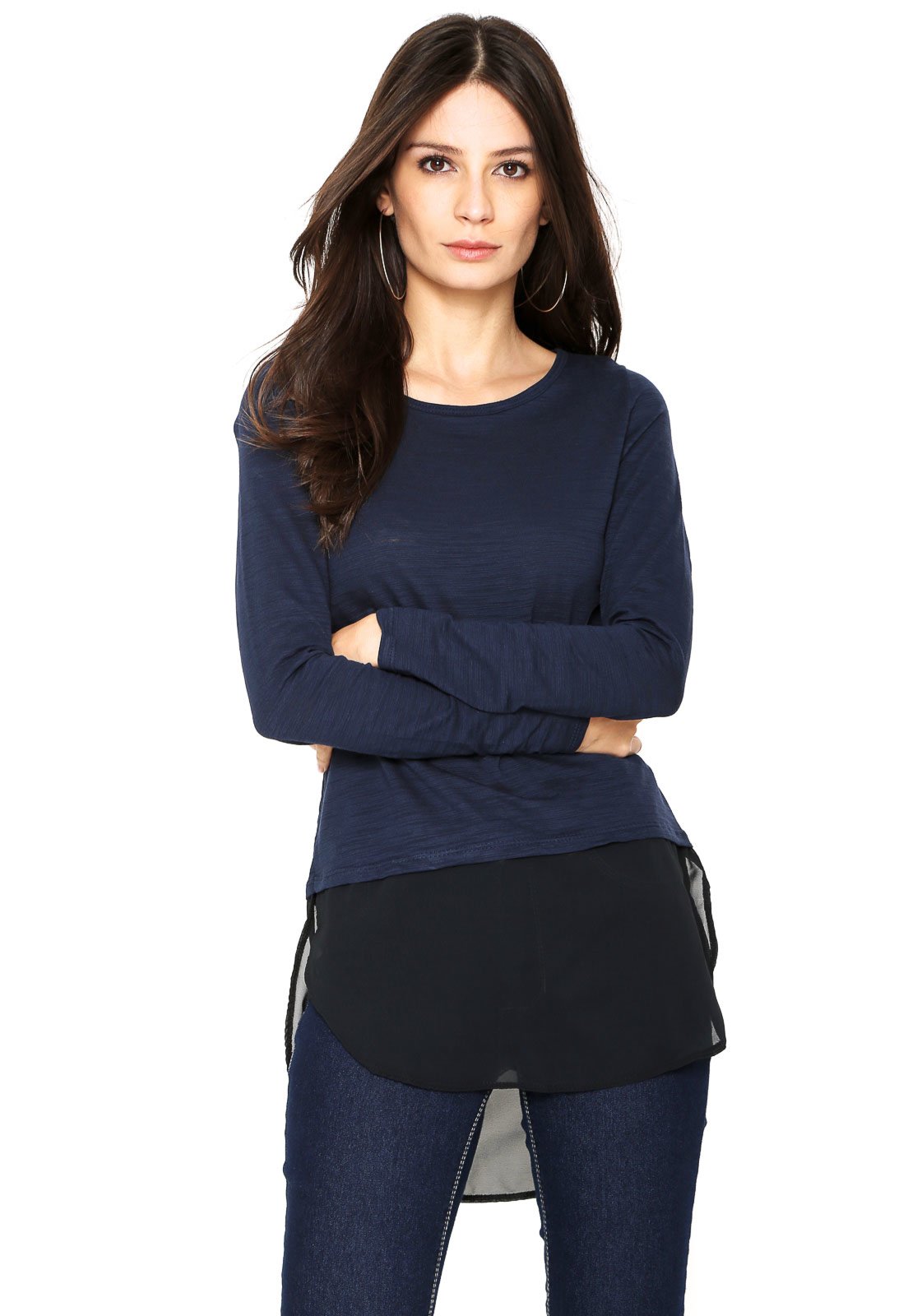 blusa transparente azul