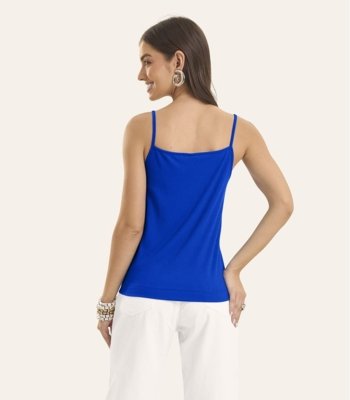 Blusa de Alça Feminina Ribana Viscose Rovitex Azul