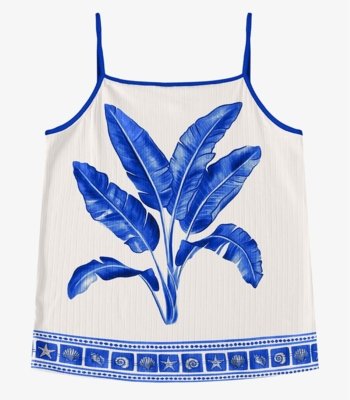 Blusa de Alça Feminina Ribana Viscose Rovitex Azul