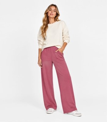 Calça Feminina Em Moletom Com Bolsos Rovitex Rosa
