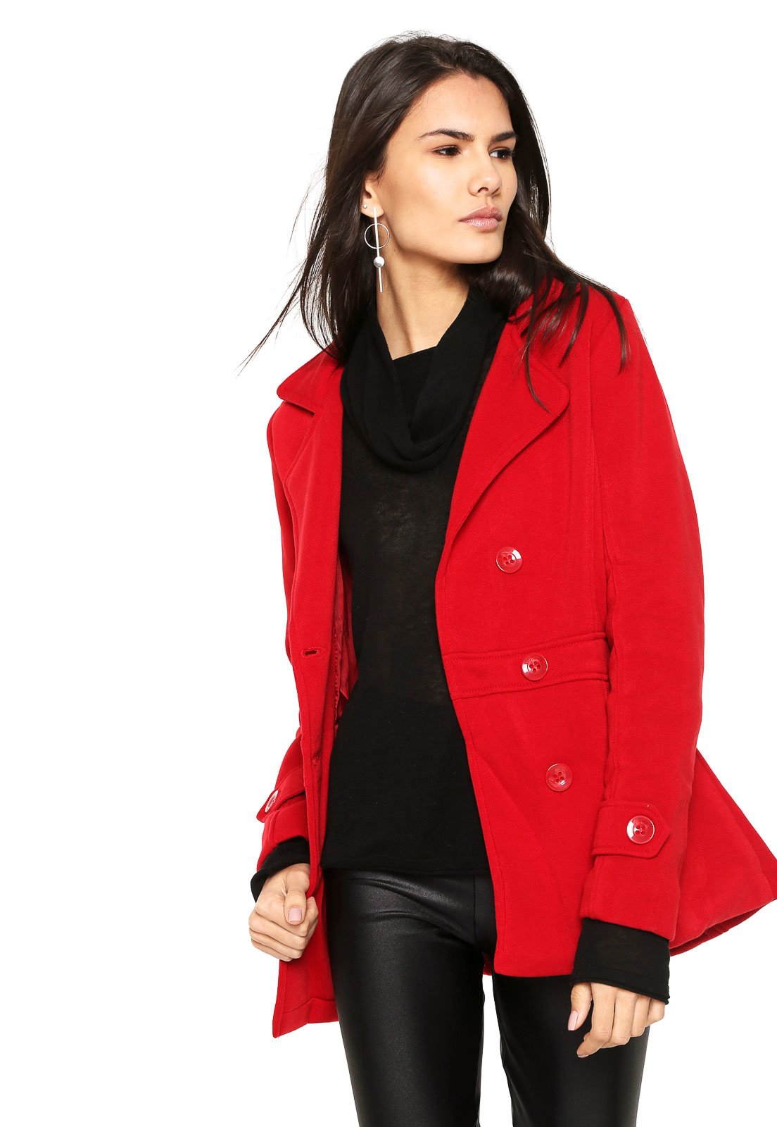 casaco sobretudo feminino vermelho