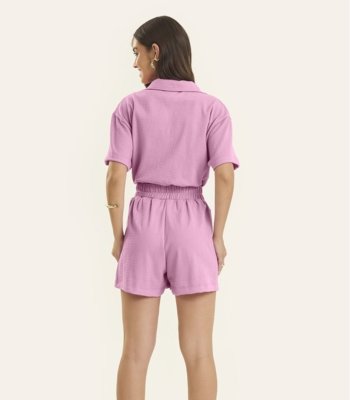 Conjunto Polo com Shorts Feminino Rovitex Rosa