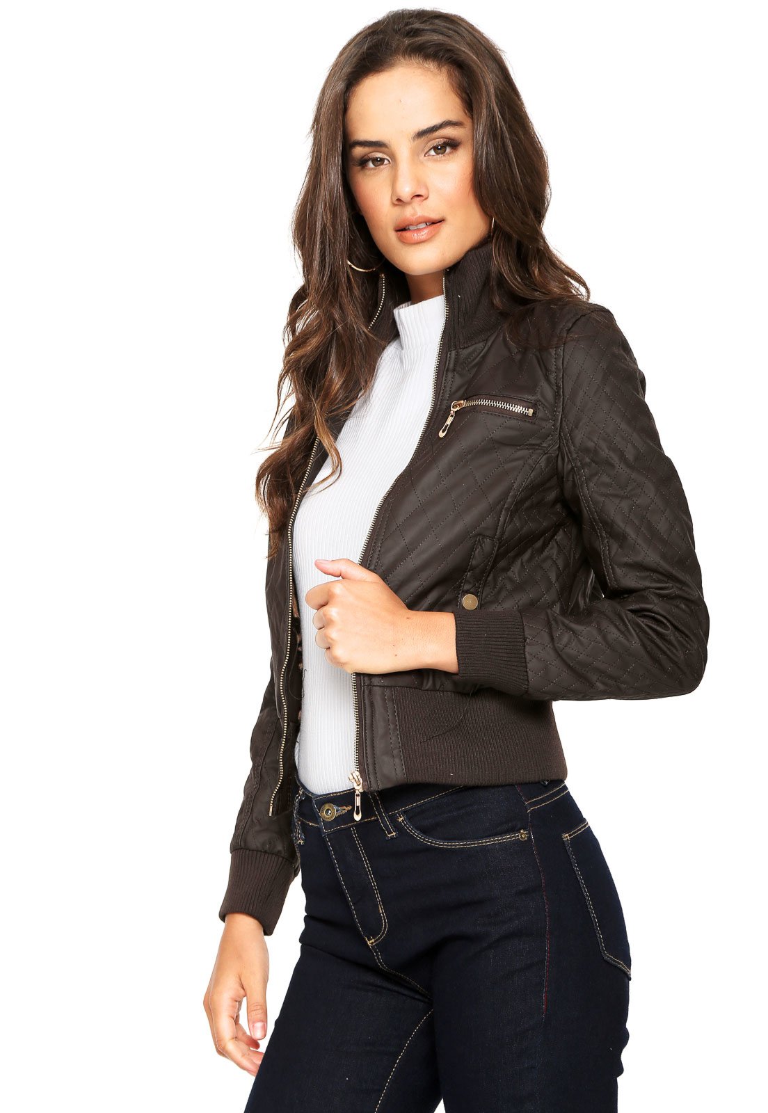 jaqueta de couro legitimo feminina mercado livre