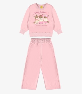 Conjunto Blusão Com Calça Feminina Rovi Kids Rosa