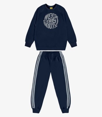 Conjunto Blusão com Calça Moletom Rovi Kids Azul