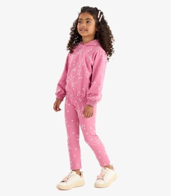 Conjunto Blusão com Capuz e Legging Rovi Kids Rosa